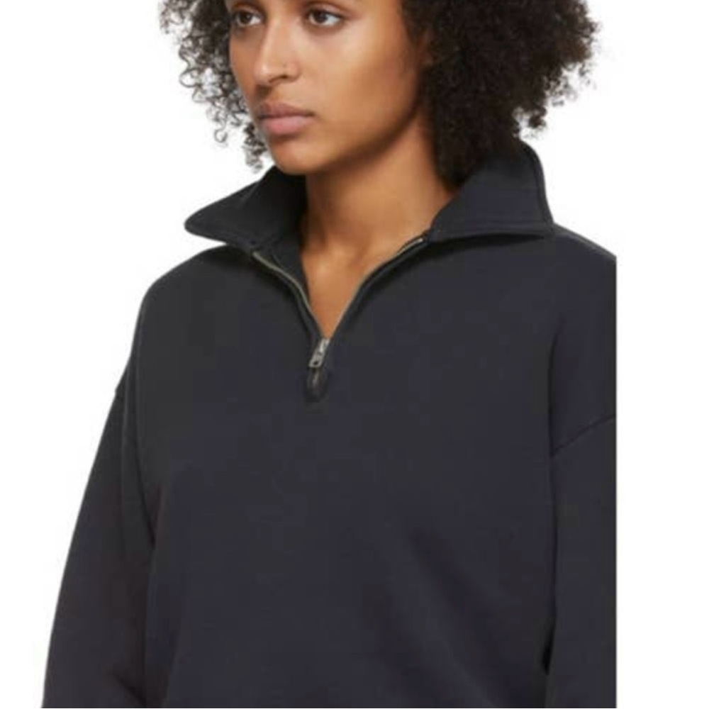 REDONE $70’s Women’s Grey Half Zip Cotton Pullover Sweatshirt Size Large